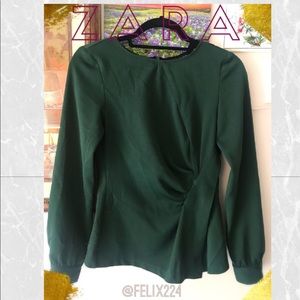 Zara Emerald Structured Blouse. Brand New!
